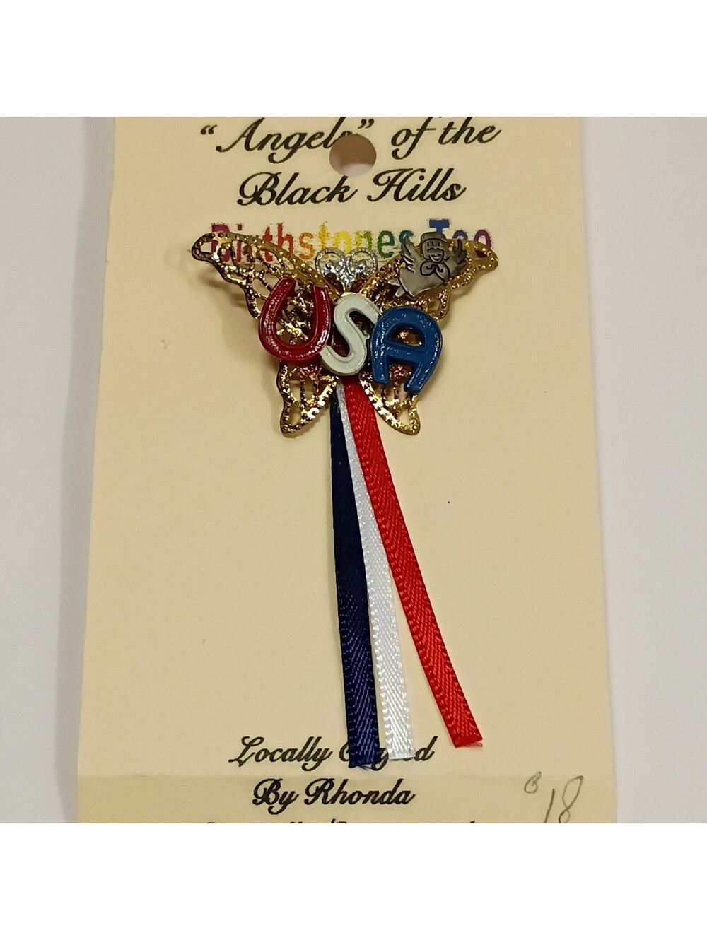Vintage USA Pin Brooch Angels of the Black Hills Butterfly Patriotic Harley NOS